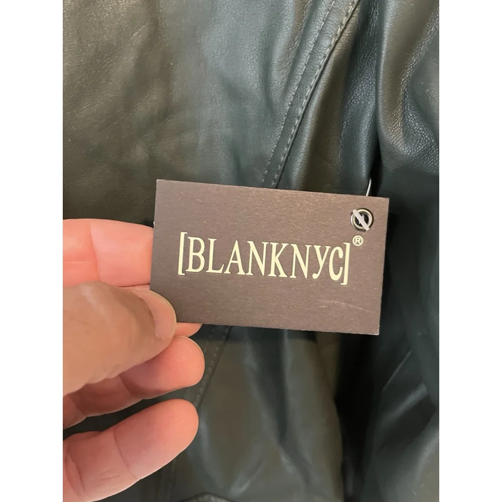 Blank NYC Faux Leather Jacket Green Small - Picture 9 of 11